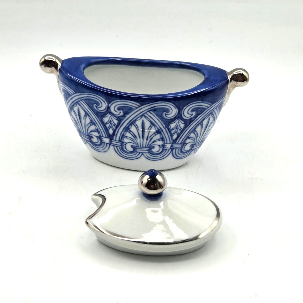 Bombay Arabesque Tile Pattern With Platinum Trim Creamer & Sugar Bowl Set - Picture 6 of 9
